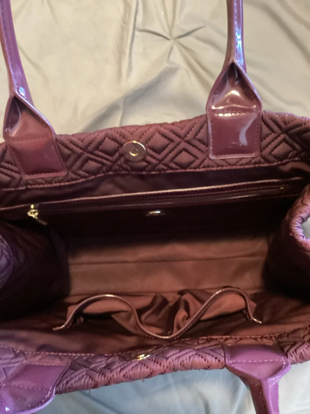 Tory Burch Marion wine quilted tote purse